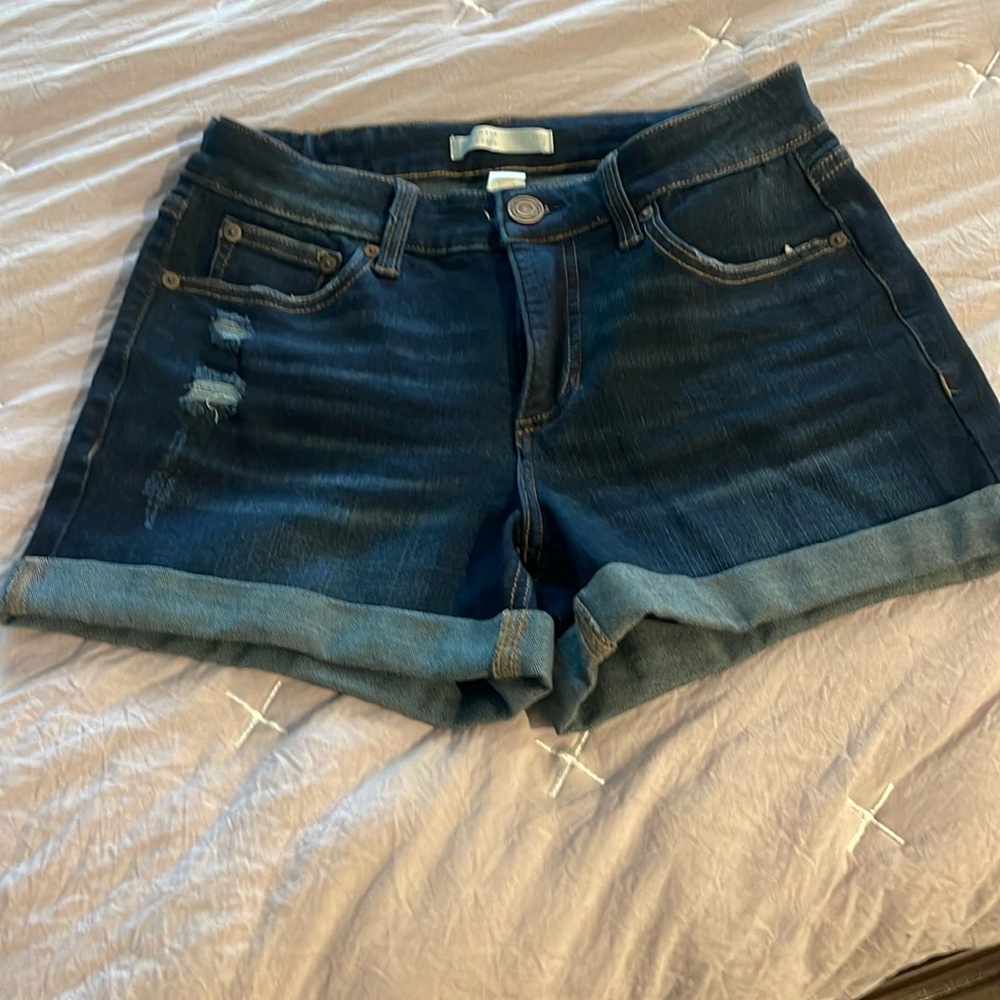 Dark blue denim shorts